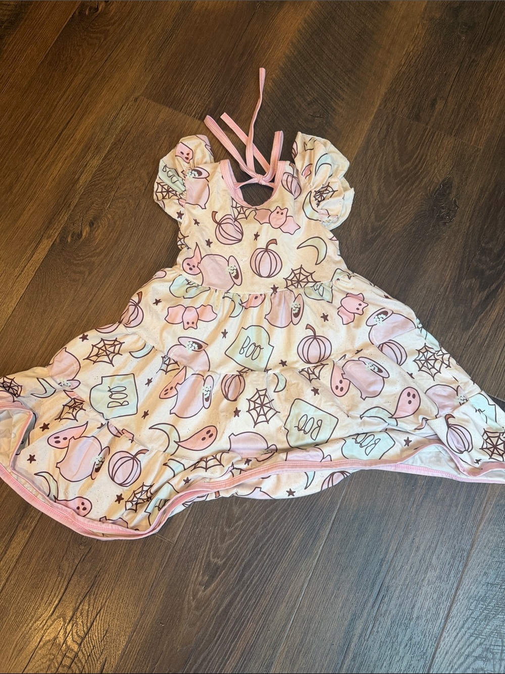 Kids Pink Halloween Ghost & Pumpkin Boutique Dress